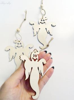 3 ulkige Geister Anhänger Holz